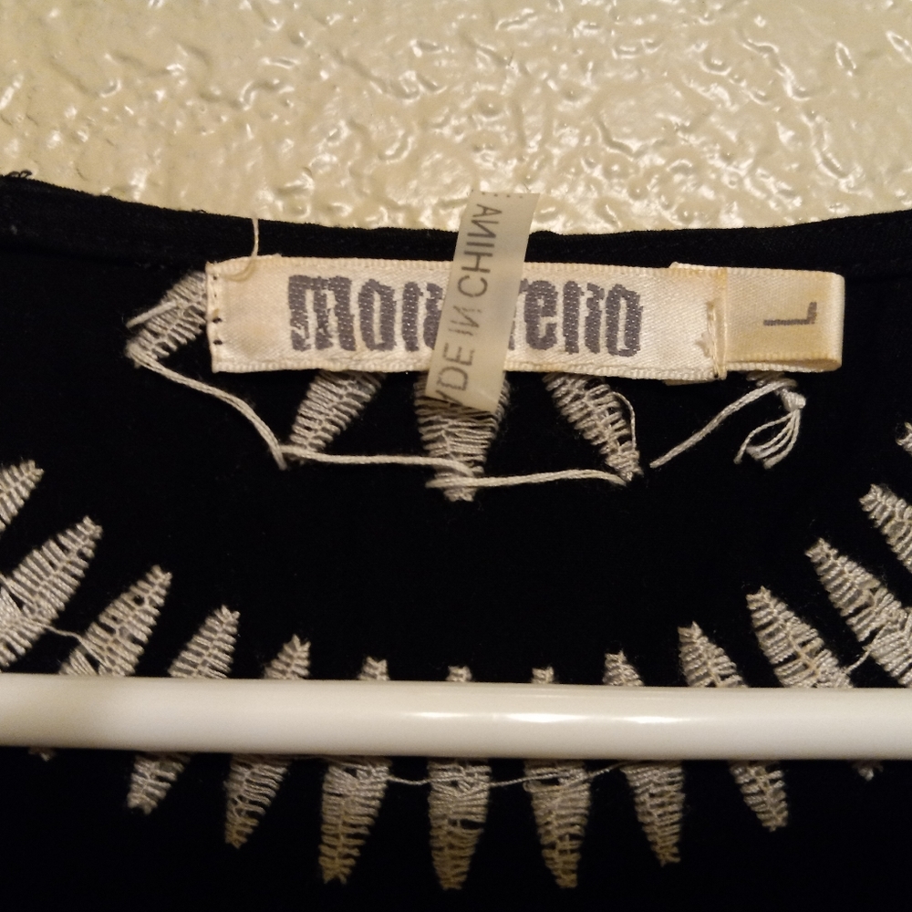 Monoreno Black Shell Beaded Button Embellished Dr… - image 5